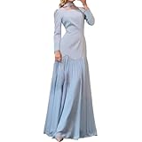 Vestido Invitada Boda Elegante Vestido Formal Mujer Escote Cuadrado Mangas Largas Fiesta para Uso Diario Primavera Verano Otoño Ocasiones Color Sólido Diseño Básico Moderno