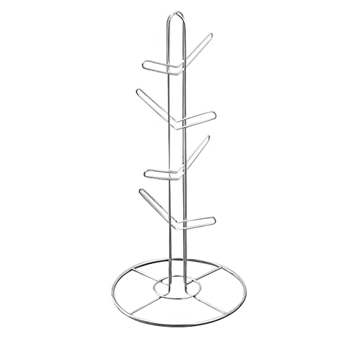Mug Holder Tree 8 Holder, Coffee Cup Tree, Mugs & Tea Cup Storage Rack, Coffee Counter Bar Accessory & Home Kitchen Countertop Organizer, Stainless Steel Display Stand