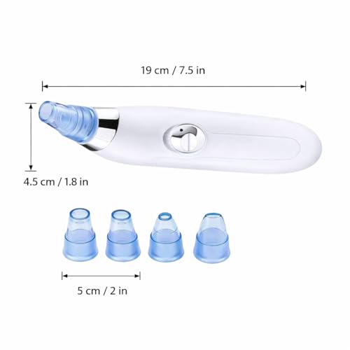 Image of Blackhead Remover Vacuum Device with Replaceable Suction Heads, Cordless Pore Cleaning Device for Face with Multiple Attachment Heads (4-in-1 Blackhead Remover)