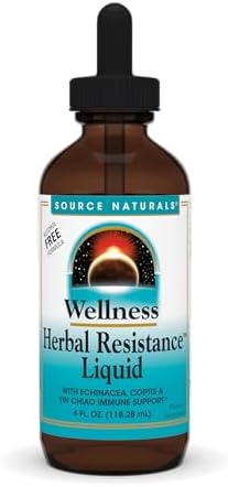 Source Naturals Wellness Herbal Resistance Liquid with Echinacea, Coptis, and Yin Chiao, Immune Support* – Alcohol Free – 4 Fliud Oz