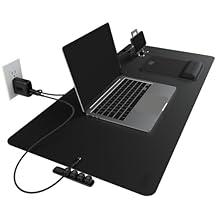 BLACK+DECKER Home Office Kit, 7 PCS Set, Desk Pad, 2-Port PD Charger, Ergonomic Mouse Pad, Phone Stand, Combo Cables, Cable Organizer, Workspace Accessories Perfect for Work-from-Home Black