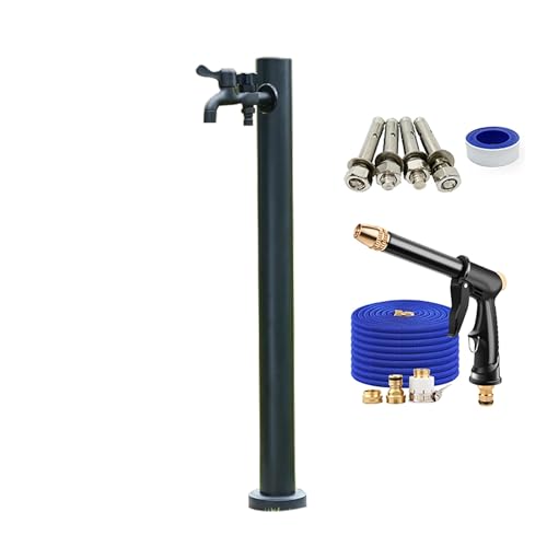 Colonne d'eau de jardin en acier inoxydable résistant au gel avec robinet à double sortie (94 cm) – Parfait pour les fontaines de jardin et l'irrigation.