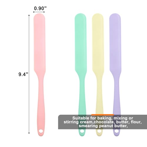 4 Pcs Silicone Jar Spatulas, Non-Stick Heat Resistant Cake Cream Spatulas Set, 9.8 inch Cake Cream Butter Spatulas(4 colors) - Image 3