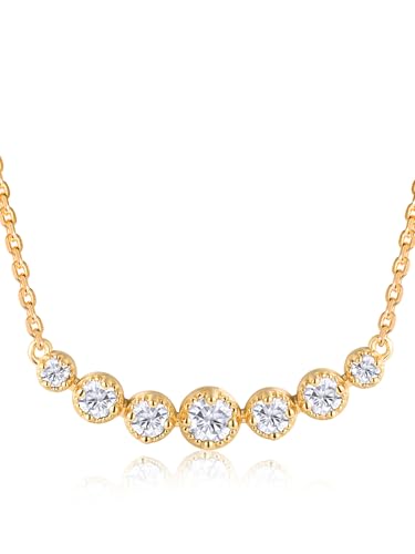 Moissanite/Sapphire/Ruby/Emerald Pendant Necklace for Women, Flower Bar/Curved Bar Design, Solid 925 Sterling Silver, 16