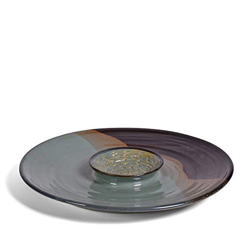 Holman Pottery American Handmade Bread and Oil Plate, Green Earth