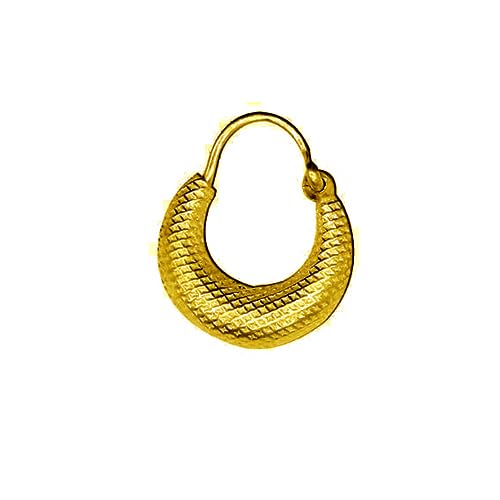 Image of SIVYAA Men's Single Piece Kaju Shape Bali Hoop Earrings | Pure 925 Silver | Size 10 mm to 16 mm | Textured Piercing Ear Ring | Bold Cool Look | Gift Item 4 Men Boys Kids | 6 Month Warranty, 1 Pcs