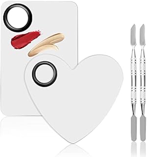 4Pcs Makeup Mixing Palette Set, Stainless Steel Cosmetic Makeup Palette with 2 Spatula for Foundation Makeup Tools Eyeshadow Nail Art