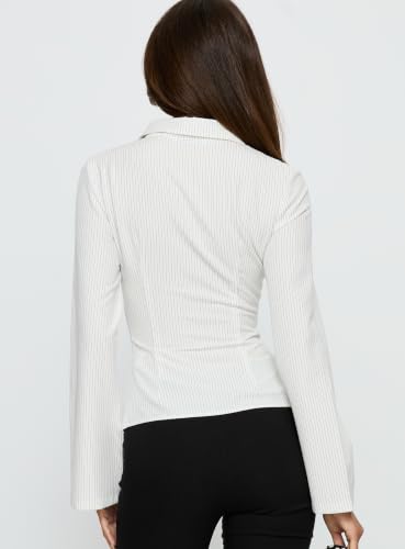 Image of Princess Polly Womens Anni Pinstripe Shirt Blue