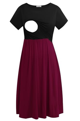 Smallshow Damen Lässiges Kurzarm Stillkleid Umstandskleid für...