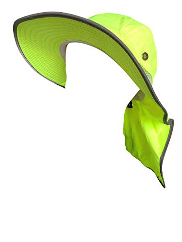 Image of Men High Visibility Sun Hat with Neck Flap Wide Brim Boonie Hat Bucket Cap Packable Adjustable