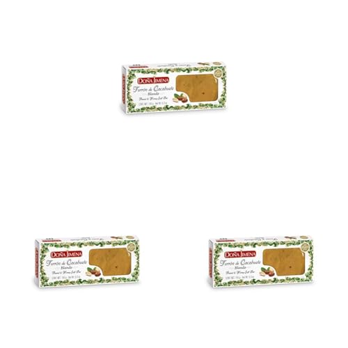 Doña Jimena Turrón de Cacahuete y Miel, Textura Cremosa, Calidad Suprema, Típico Dulce Navideño, Turrón Tradicional Sin Gluten, Almendra, 150 Gramos (Paquete de 3)
