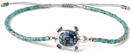 KELITCH Turtle Bracelets Abalone Shell Beads Bracelet Adjustable Friendship Bracelet Tropical Beach Sand Bracelet for Women