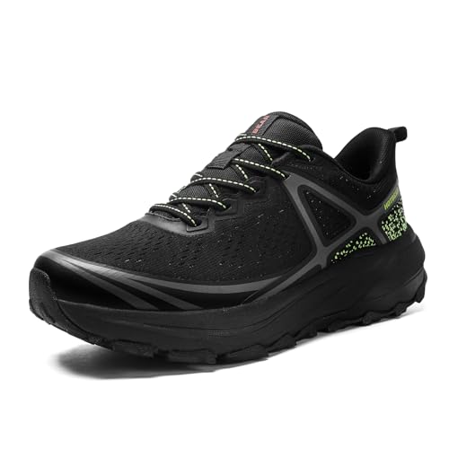 Image of Men's Wide Trail Running Shoes 2E Lightweight Cushioned, Non Slip Outdoor Hiking Sneakers with Arch Support Wide Width, Breathable Cross Training Athletic Walking Shoes for Men