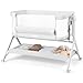INFANS 5 in 1 Baby Bassinet, Upgraded Rocking Bedside Sleeper with Wheels, Storage Basket, Travel Bag, Mosquito Net, Height Adjustable, Portable All Mesh Crib for Newborn/Infant (Light Grey)