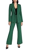 Agenlulu Women's 2 Piece Suits Business Casual Outfits Long Sleeve Solid Blazer Pantsuits Professional Office Work Sets Green
