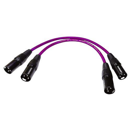 CDPMWVC XLR to XLR Cable (1 Feet 2-Pack) Noise-Canceling Balanced Audio Cable, 3-Pin Oxygen-Free Copper (OFC) Male to Male Mic Cord for DJ Mixer, Recording Studio, Podcast