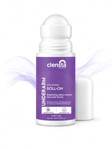 Image of Clensta Amber Vanillic Floral Underarm Roll-On For Women & Men | Controls Body Odour | Helps Brighten Dark Underarms | Reduces Hair Regrowth | Long-Lasting Floral Fragrance | Non-Sticky Formula | 50 ml