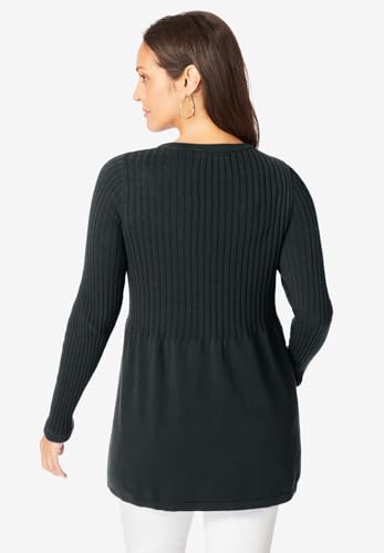 Jessica London 1813223081541MK1X~1X Women'S Plus Size Ribbed Baby Doll Tunic Sweater thumb #2