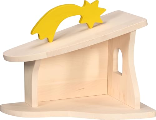 HOLZTIGER 80617 - Stall/Krippe, handgearbeit aus Ahornholz, inkl....