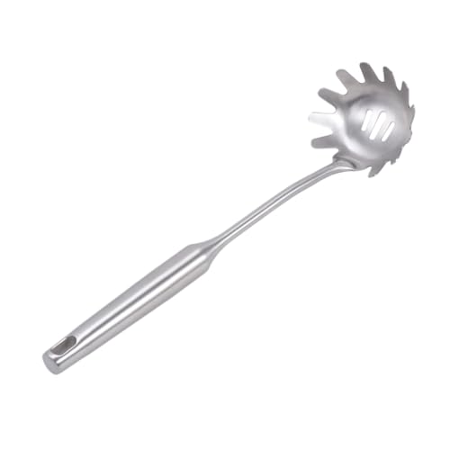 LIGIGWASH Cuchara Ranurada para Servir Espaguetis Inoxidable Utensilio de Cocina Resistente y Antiácido con Diseño Perforado para Colar Pasta Fácilmente para Fideos y Linguini con Gancho