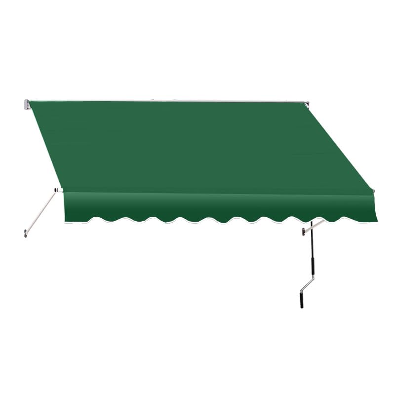 Striped Manual Retractable Awning, Hand Crank Outdoor Sun Shade with UV Protection, Water Resistant Canopy for Shop Front, Café, Door & Porch,dark green,Width 2m