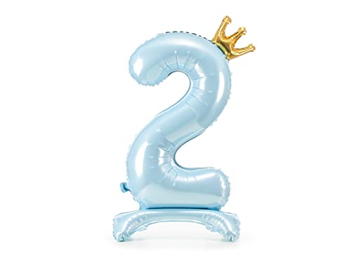 84Cm Number 2 Sky-Blue Standing Foil Balloon