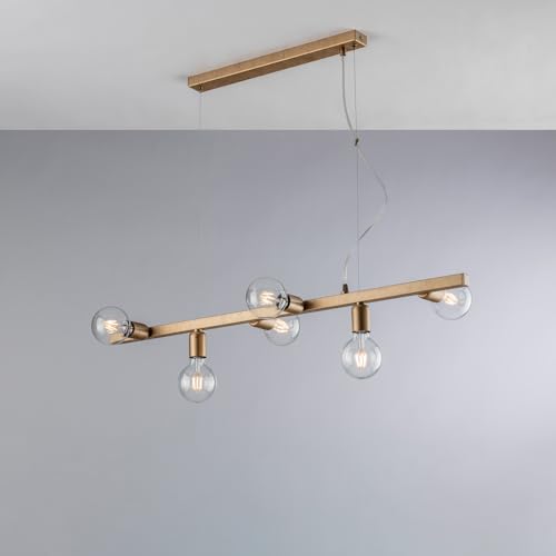 Suspension fer laqué noir et doré Fabian lustre 6 lampes