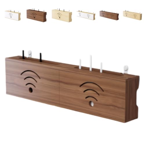 GtzbcivWiFiルーター収納ボックス壁掛けルーター装飾ボックス配線ラック隠しボックステレビラインソケットシールドラック (クルミ,60*10*20cm)