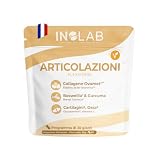 INOLAB collagene per Articolazioni Vegetariano, Curcuma, Boswellia Serrata | Glucosamina Condroitina, Elastina e Acido Ialuronico da membrana d’uovo | Mobilità Comfort articolare Cartilagini