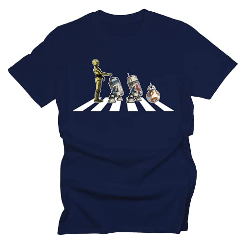GP-Tees Abbey Road Droids Space Wars Sci Fi Movie Film Inspired Premium Quality Modern Fit T-Shirt Top for Men (Navy - X-Large)