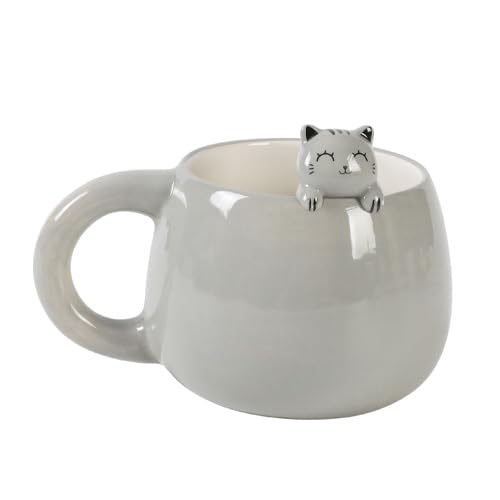 I-TOTAL® Keramiktasse mit Tiermotiv für Tee oder Kaffee - GREY CAT