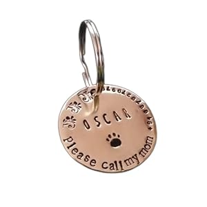 Streetsoul Pet ID Personalized Copper Hand Stamped Tag for Pet Dog, Cat ID Customized Dog Tag (Round Style)