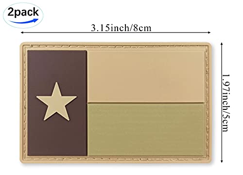 Jbcd Texas Flag Patch Tactical Pvc Rubber Hook & Loop Fastener Patch (2 Pack) #TOP2