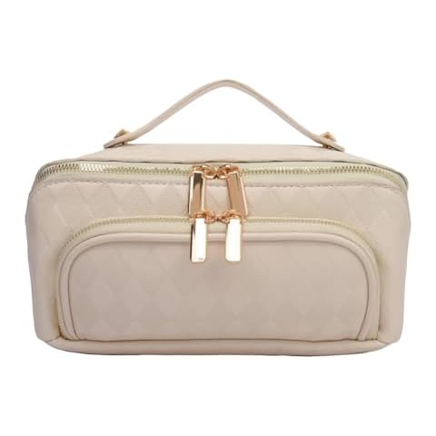 Cessfle Large Capacity Travel Cosmetic Bag, Boho Purple Makeup Bag Waterproof Leather Travel Toiletry Bag Woven Open Flat Makeup Organizer Bag Cover