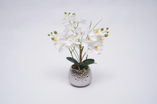 Orchidée Artificielle Blanche 39cm Soie Pot Céramique Déco Table Salon