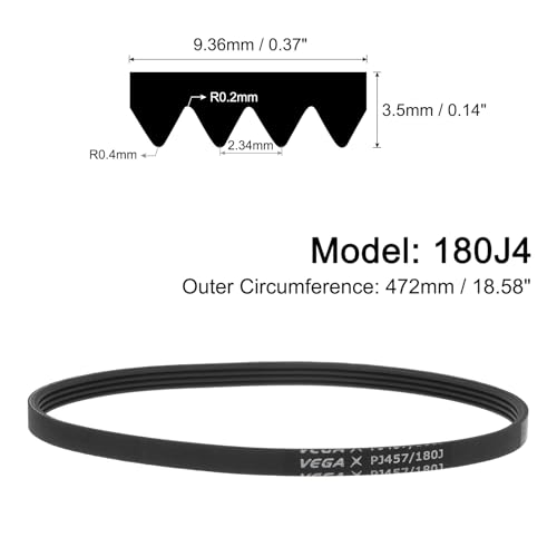 QUARKZMAN 180J4 PJ Keilrippenriemen 4 Rippen 18(457,2mm) Länge x 0,37(9,36mm) Breite x 0,14(3,6mm) Höhe EPDM Poly V Riemen Keilriemen Flachriemen Antriebsriemen Für Rasenmäher