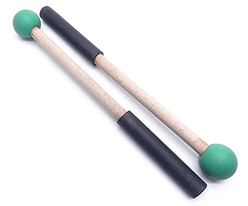 Jiayouy 8 Inch Rubber Head Percussion Mallets Sticks For Tongue Drum, Xylophone,Glockenspiel, Woodblock, Bell Pack Of 2 Green #TOP2