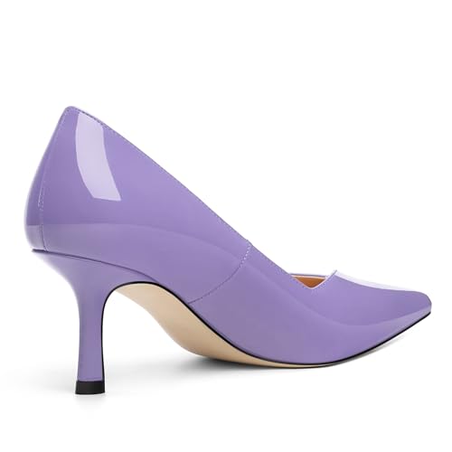 Image of Women Pointed Closed Toe 2.5 Inch Kitten Heel Slip On Pumps | Elegant Comfort Formal Dress Footwear, Versatile Ladies Shoes For Office Wedding Party Evening Daily Occasions