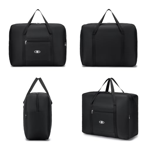 BAGZY Handgepäck Tasche 55x40x20 Faltbar für TUI Airways Lufthansa Ryanair, 45L Groß Reisetasche Flugzeug Leicht Wasserdicht Sporttasche Gym Duffle Bag für Weekender Krankenhaustasche Herren & Damen