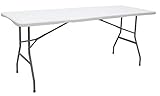 Mesa con asa de transporte: la mesa se puede plegar en el centro, el asa reforzada la hace ideal para viajes. La mesa de camping plegada solo mide aprox. 92 x 70 x 7 cm – y montaje rápido.