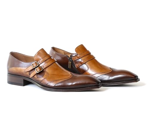 Jo Ghost 4952BIS Italian Cognac/Brown Leather Shoes with Buckles and Zip3