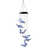 100 nuevo y de alta calidad Qirun Carillón de Viento Solar LED al Aire Libre Que Cambia de Color Luces solares lámparas Decorativas para jardín jardín mamá Regalo luz Solar de Mariposa