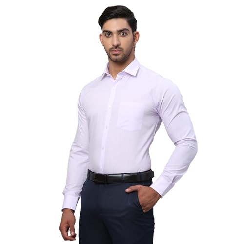 Image of Park Avenue Men Slim Fit Solid Pattern Polycotton Blend Semi Cutaway Collar Full Sleeve Formal Shirt