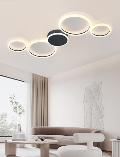 Plafonnier salon dimmable 70W avec télécommande pour grand espace