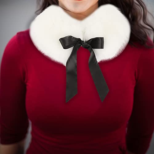 Women Fall Winter Warm Soft Faux Fur Collar Scarf Self Tie Warp Neck Warmer2