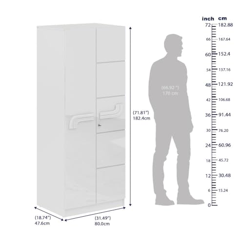 Image of Wakefit Wardrobe for Bedroom | 1 Yr Warranty | Cupboard for Bedroom, Almirah, Wooden Wardrobe, Multi-Shelves Storage with Drawer & Hanger, Density:680-750 kg /m, Free Installation (Tafetta- FW)