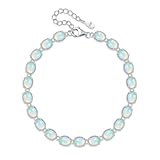 JERWLI Pulsera de ópalo natural para mujer Pulsera de ópalo blanco de plata esterlina joyería de ópalo para mujer, Plata de ley