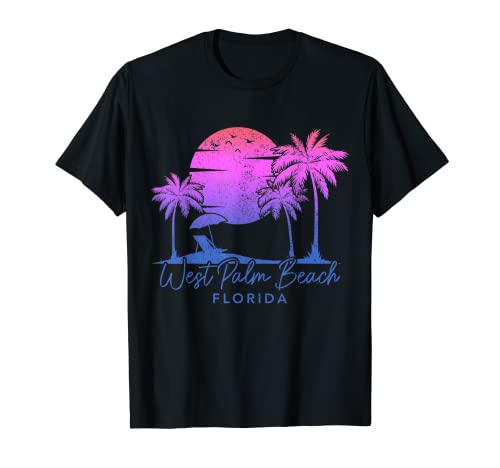 West Palm Beach Florida FL Surfer Vintage Sonnenuntergang Retro T-Shirt