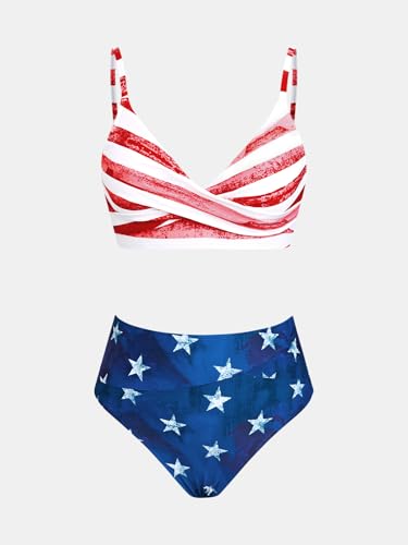 Image of CUPSHE Women's Bikini Sets Two Piece Swimsuit High Waisted V Neck Twist Front Adjustable Spaghetti Straps Bathing Suit