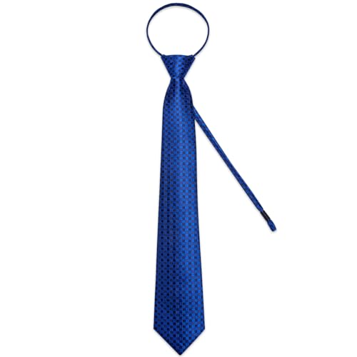 Image of DiBanGu Mens Zipper Ties Silk Adjustable Necktie Pocket Square